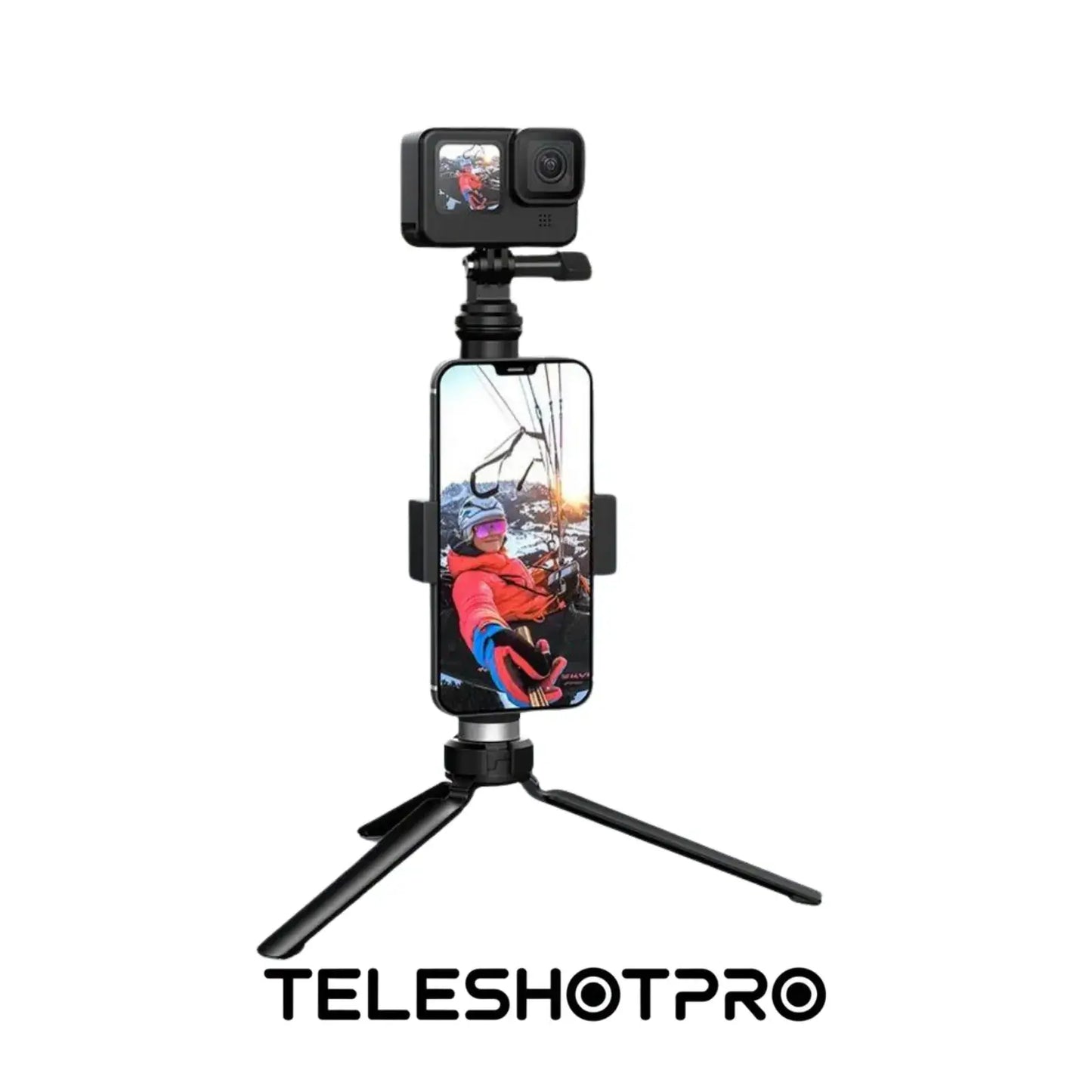 TeleshotPro™ - Aliminum Selfie Stick with Tripod and Phone Clip ( Tripod Üçlü Set )