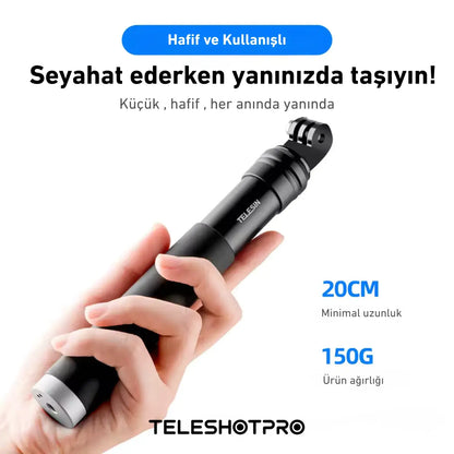 TeleshotPro™ - Aliminum Selfie Stick with Tripod and Phone Clip ( Tripod Üçlü Set )