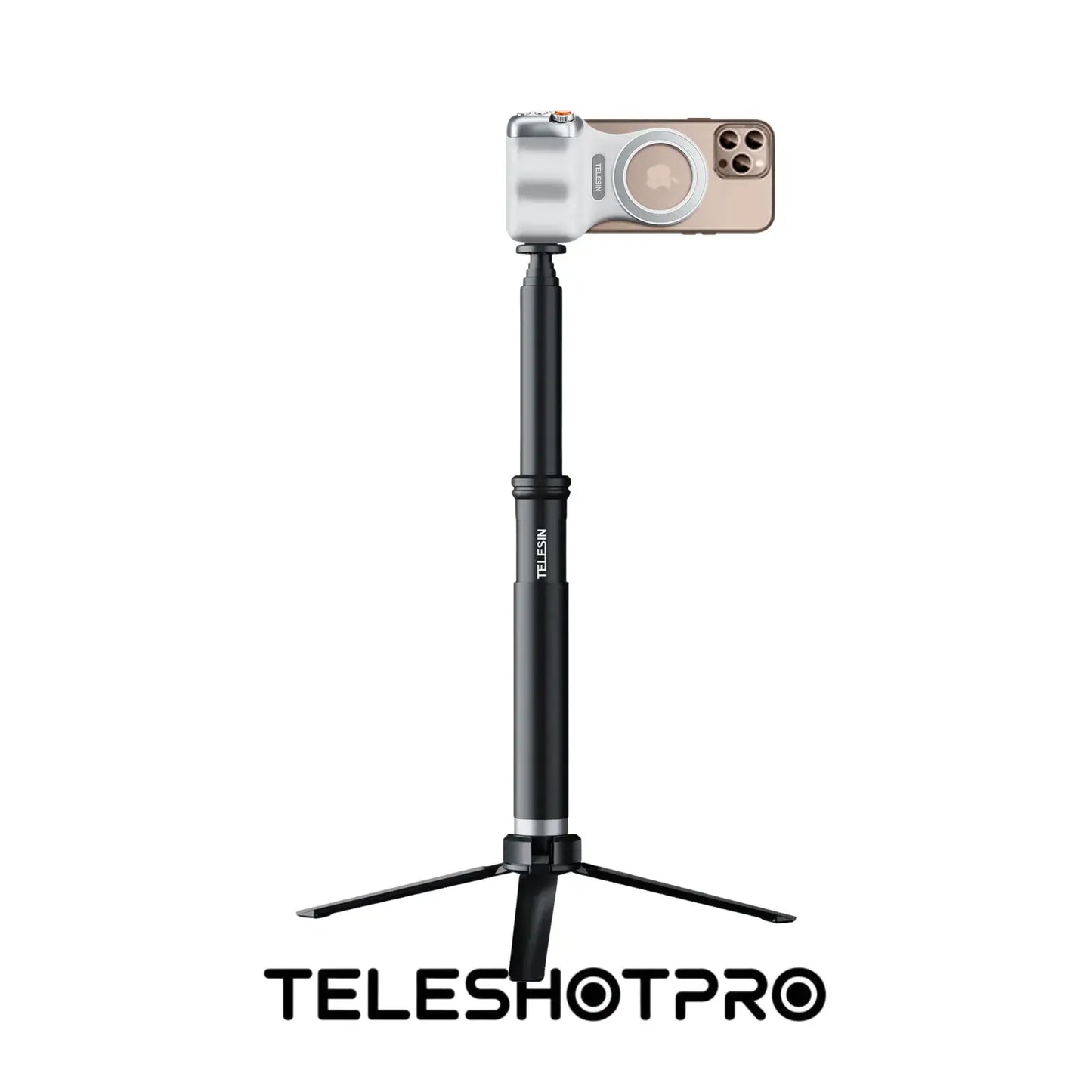 TeleshotPro™ - Aliminum Selfie Stick with Tripod and Phone Clip ( Tripod Üçlü Set )
